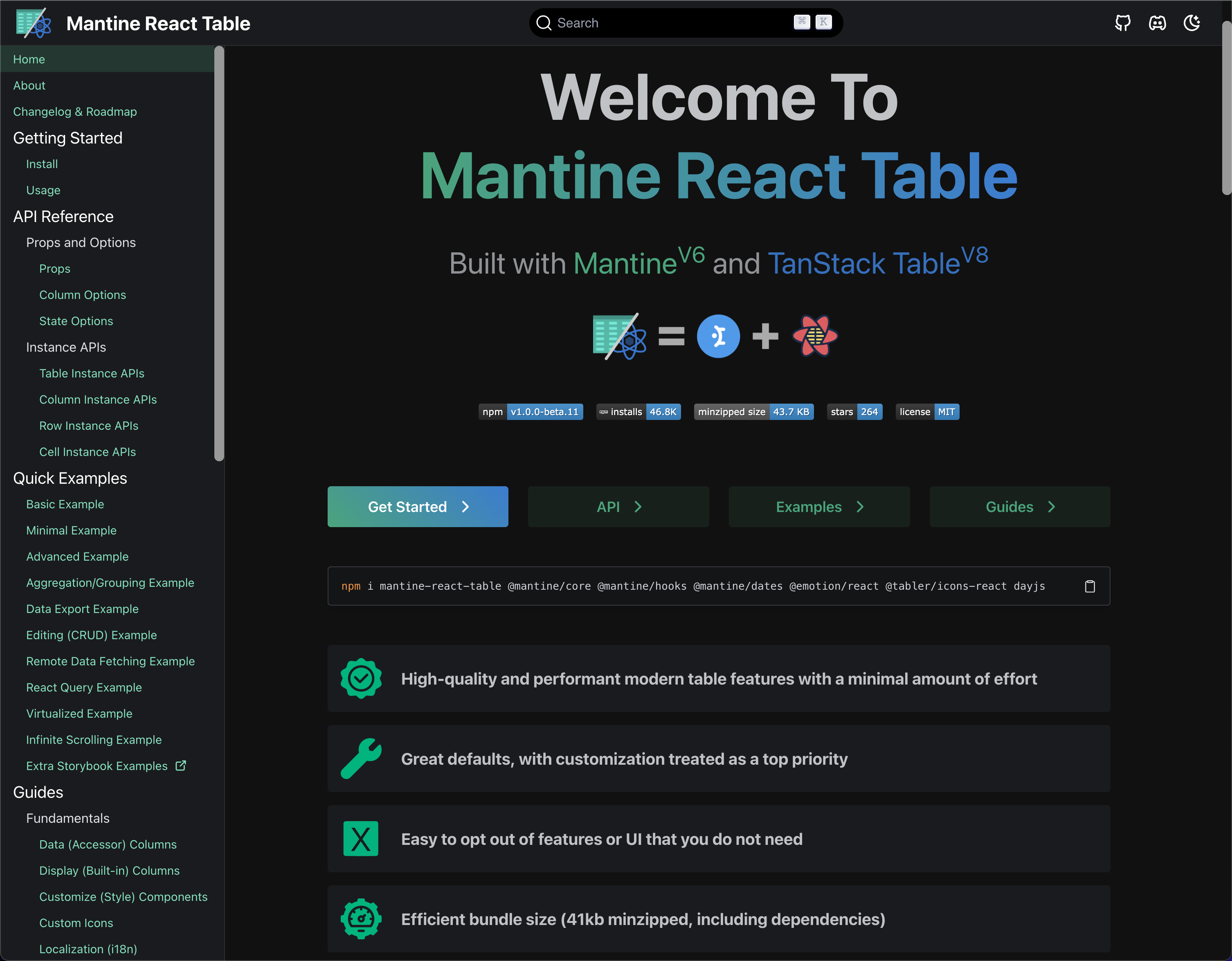 Mantine React Table